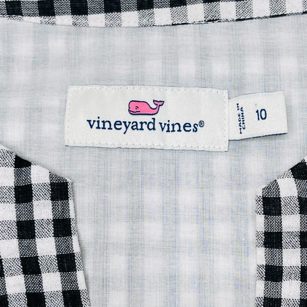 Vineyard Vines Black & White Gingham Seersucker Tie Front Dress Size 10 - Picture 10 of 16